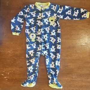Charming Bear Print Kids Footie in Navy and Lemon